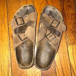 Birkenstock Brown Leather Arizona Sandals Sz L6 M4